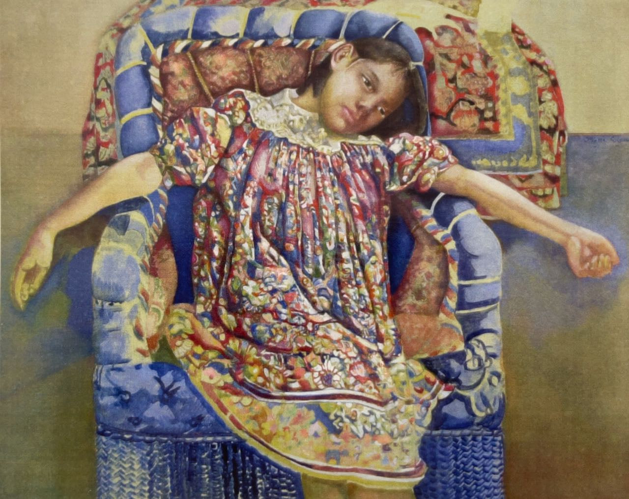 Petite fille en pied, accoudée - Anonyme | Musée d'Orsay