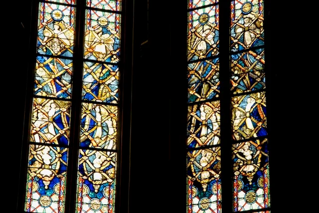 Two windows in place, Sainte-Croix Cathedral, Orléans.